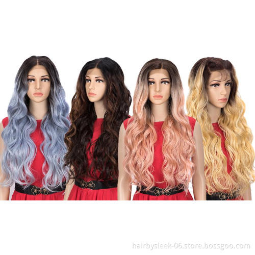 Body Wave ombre blonde lace front wig 360 lace frontal heat resistant U part long wavy synthetic hair wigs for black Women
